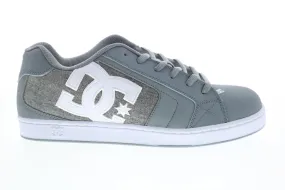 302361 Gray Leather Lace Up Skate Sneakers for Men.