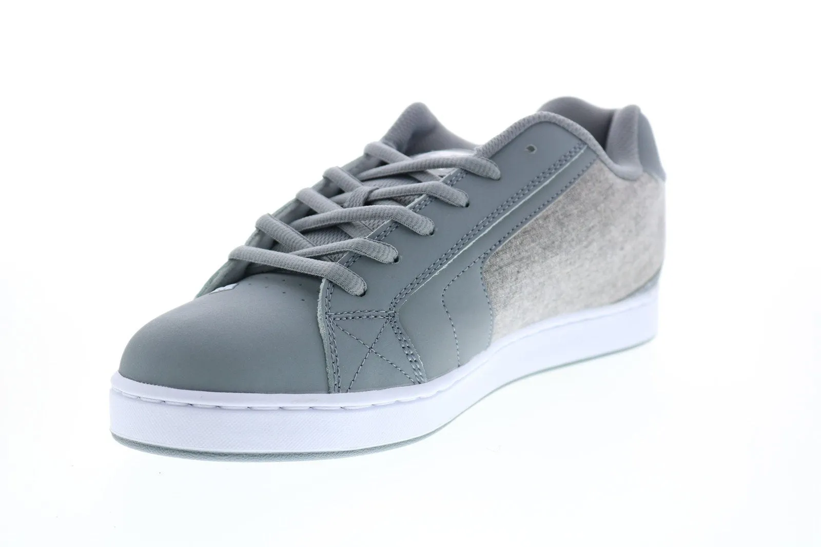 302361 Gray Leather Lace Up Skate Sneakers for Men.