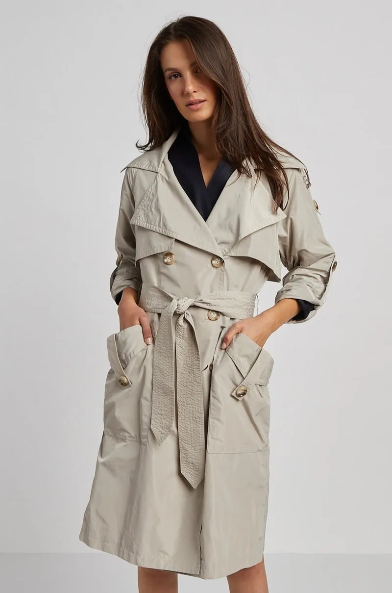 Raphael trench coat - fuschia and birch