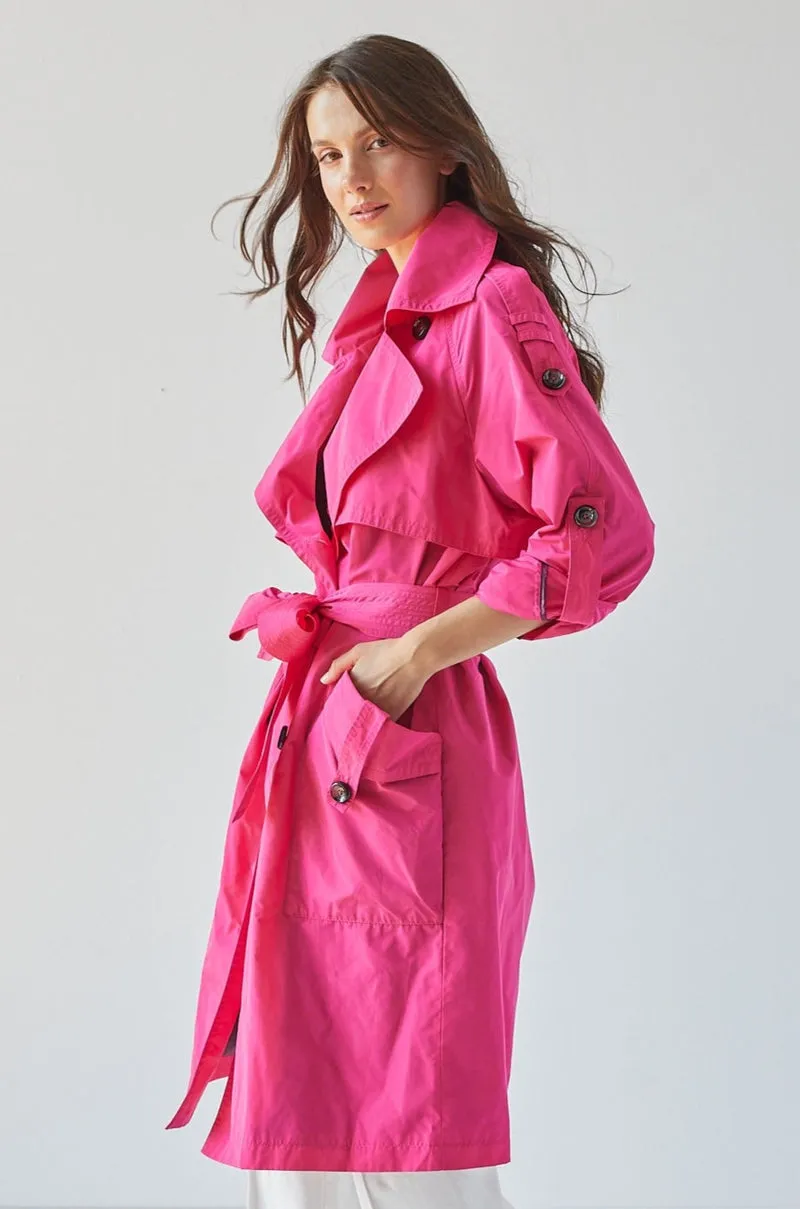 Raphael trench coat - fuschia and birch