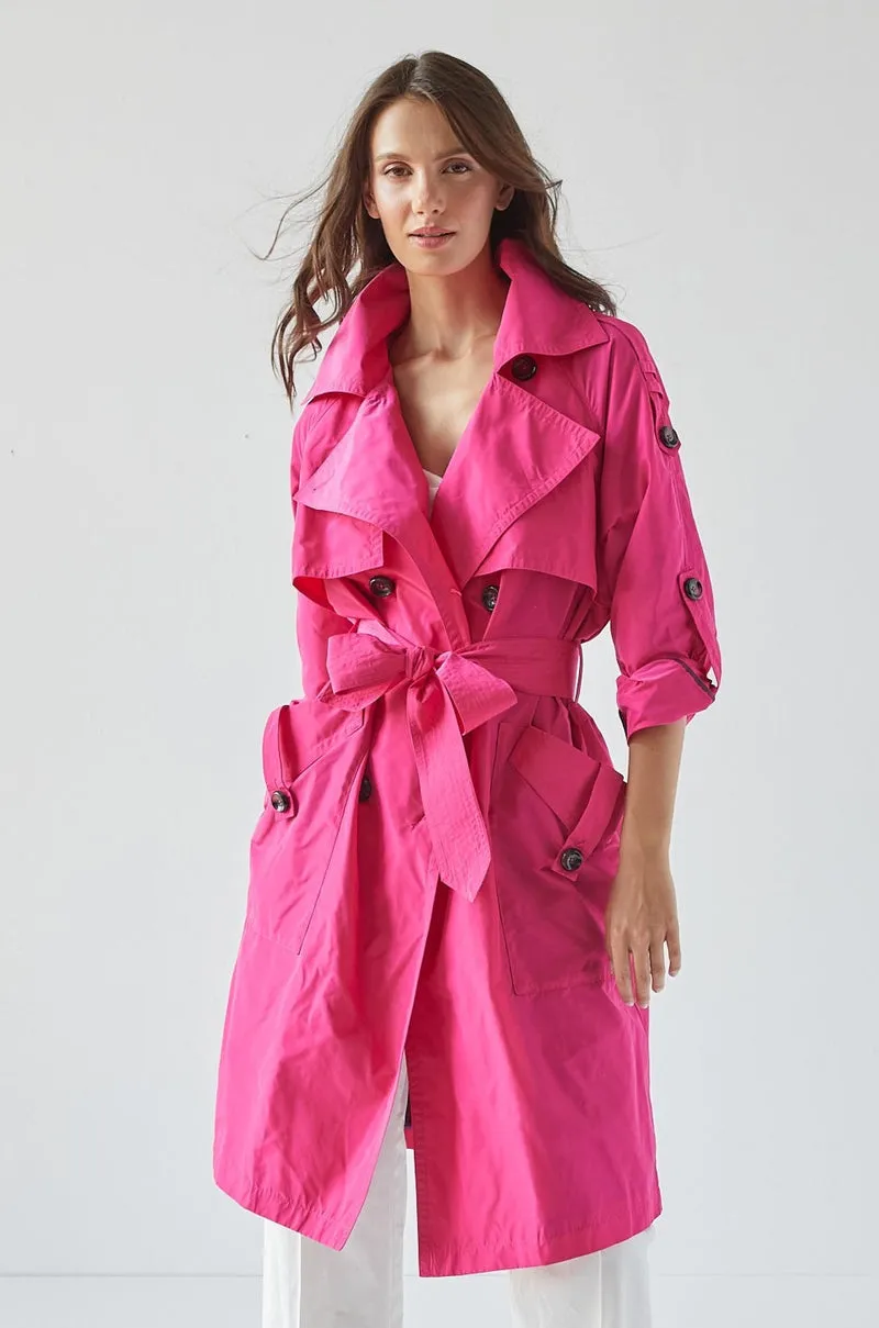 Raphael trench coat - fuschia and birch