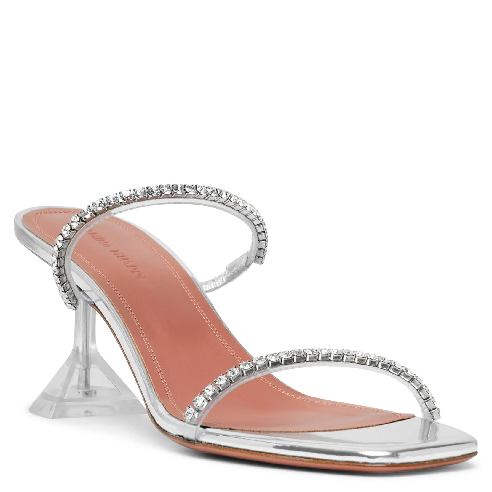 Amina Muaddi Gilda Embellished Transparent PVC Sandals