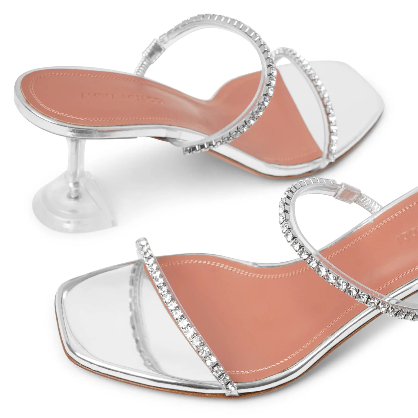 Amina Muaddi Gilda Embellished Transparent PVC Sandals