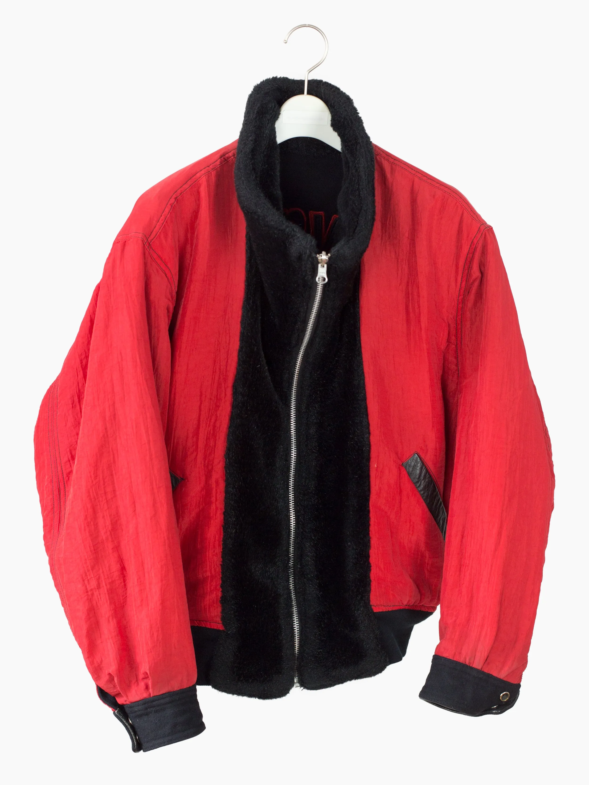 Arrston Volaju 80s Bomber Jacket with Reversible Ring Clasp - Mixed Material