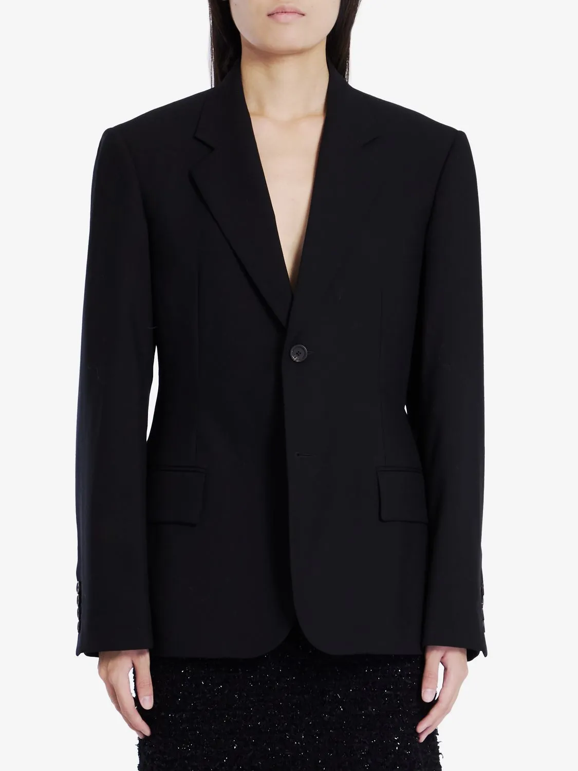 BALENCIAGA Wool Jacket with Elegant Peak Lapel