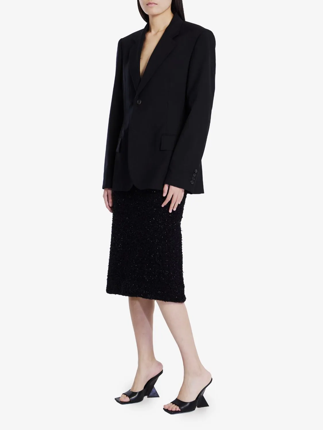 BALENCIAGA Wool Jacket with Elegant Peak Lapel