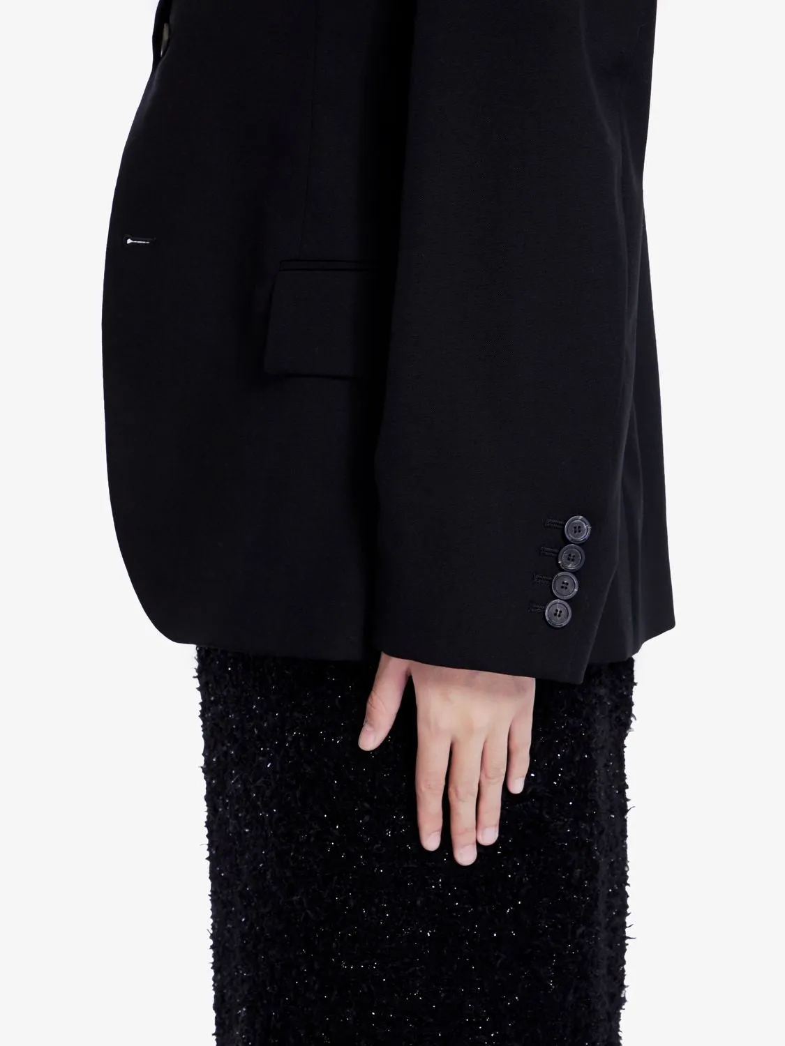 BALENCIAGA Wool Jacket with Elegant Peak Lapel