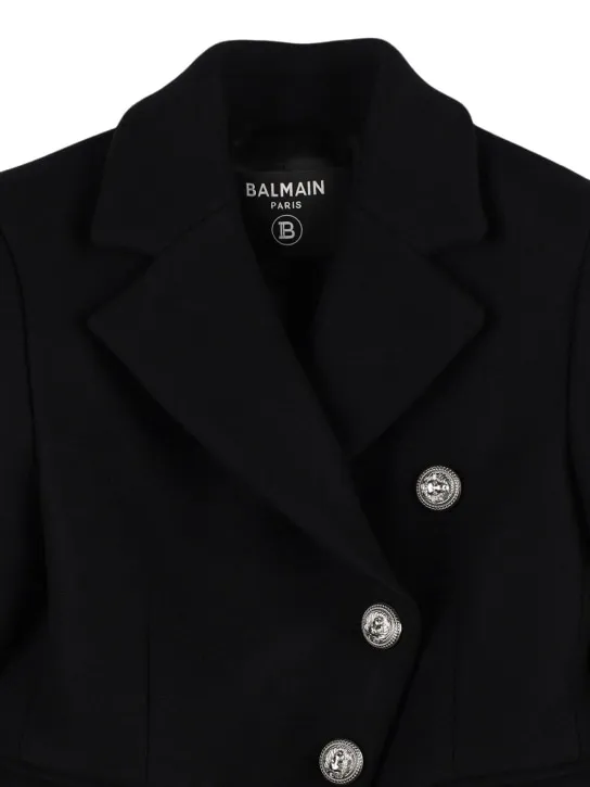 Balmain Wool Blend Coat with Asymmetrical Button Detail