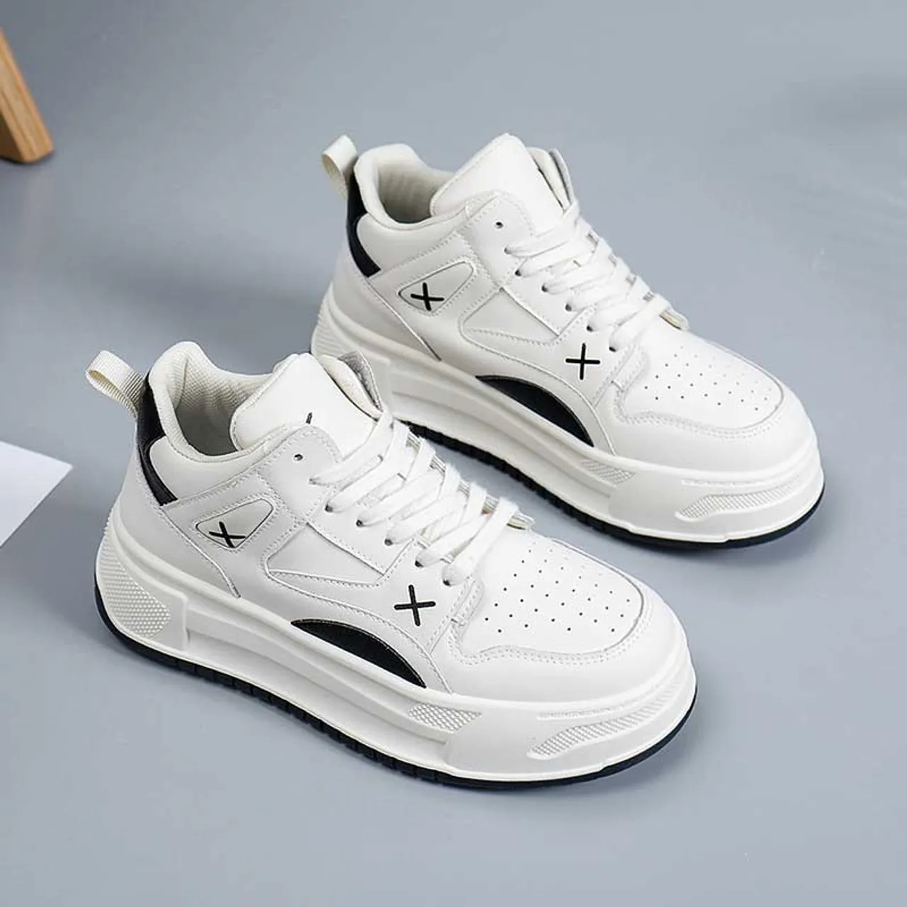 Beige Black Cross Pattern Sneaker