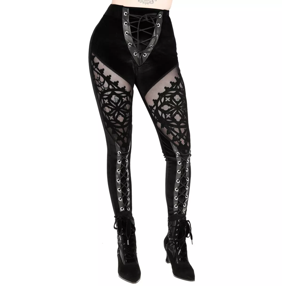 Black Lace Up Leggings Gothic