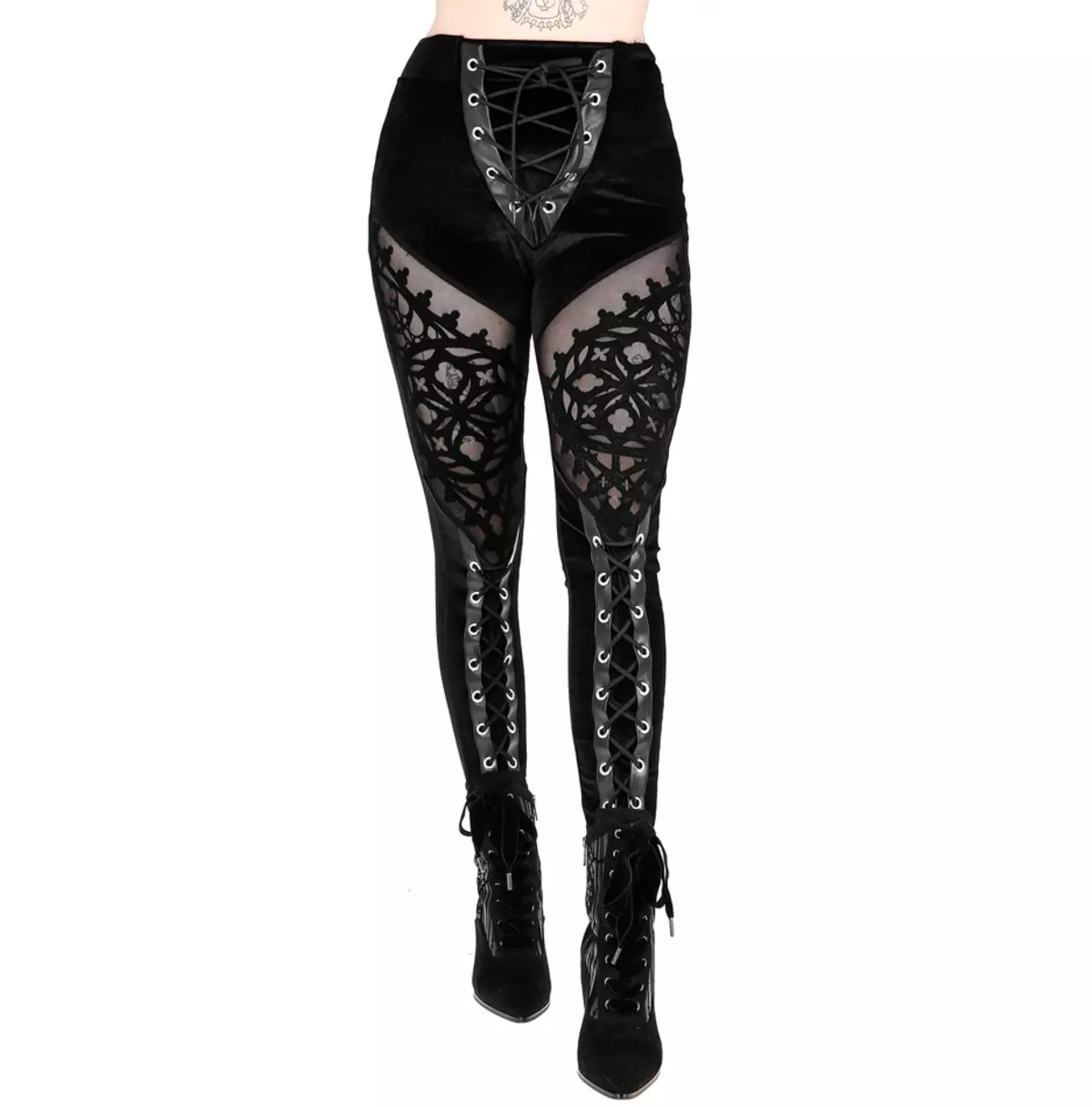 Black Lace Up Leggings Gothic