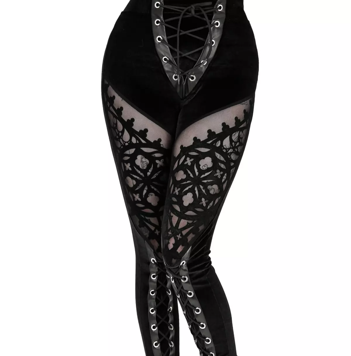 Black Lace Up Leggings Gothic