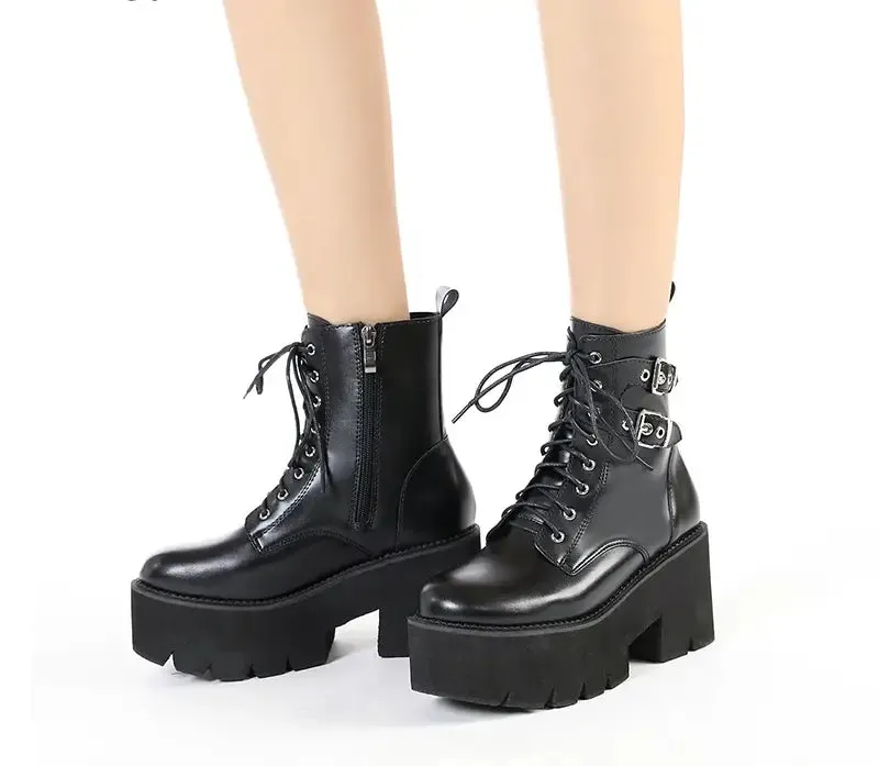 Black Lace Up Platform Boots