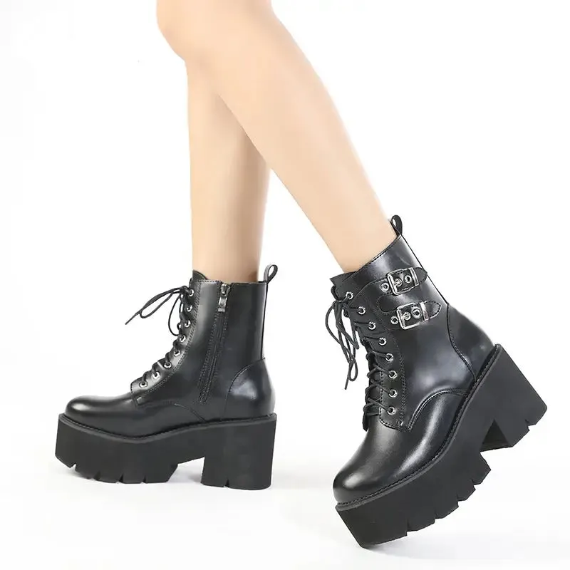 Black Lace Up Platform Boots