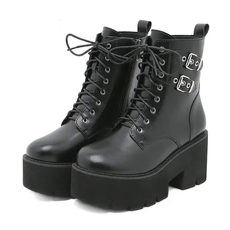 Black Lace Up Platform Boots