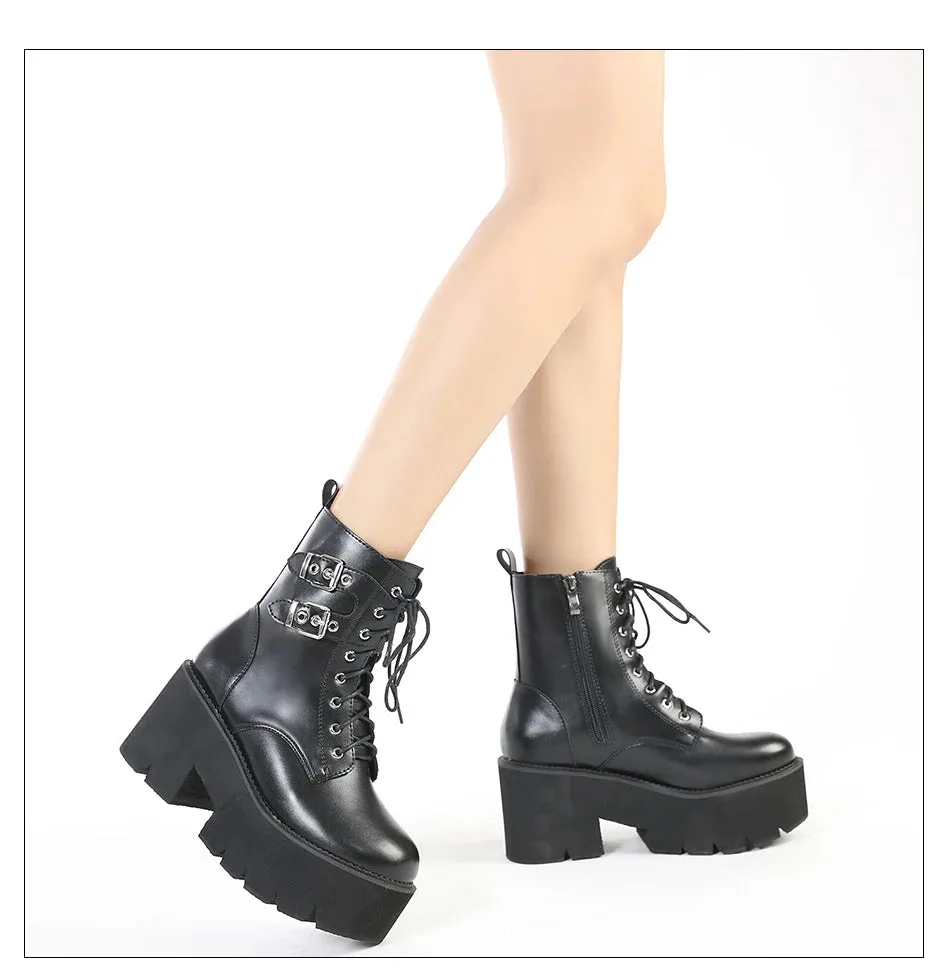 Black Lace Up Platform Boots