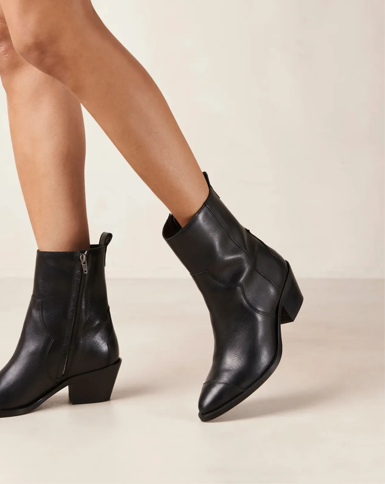 Black Leather Austin Ankle Boots