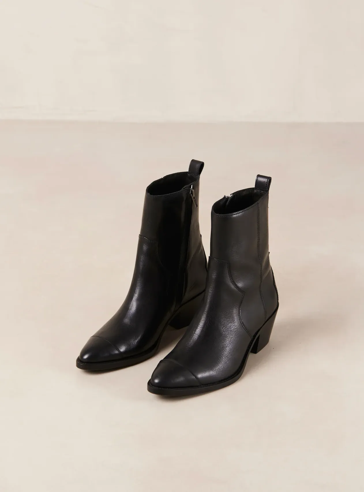 Black Leather Austin Ankle Boots