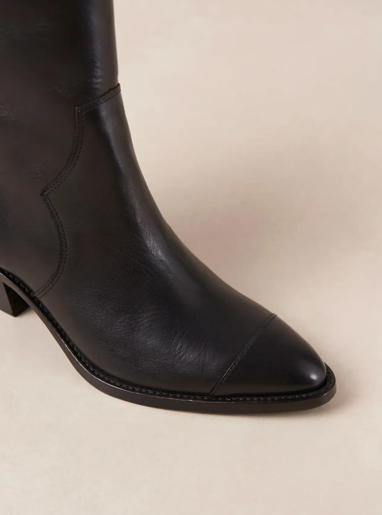 Black Leather Austin Ankle Boots