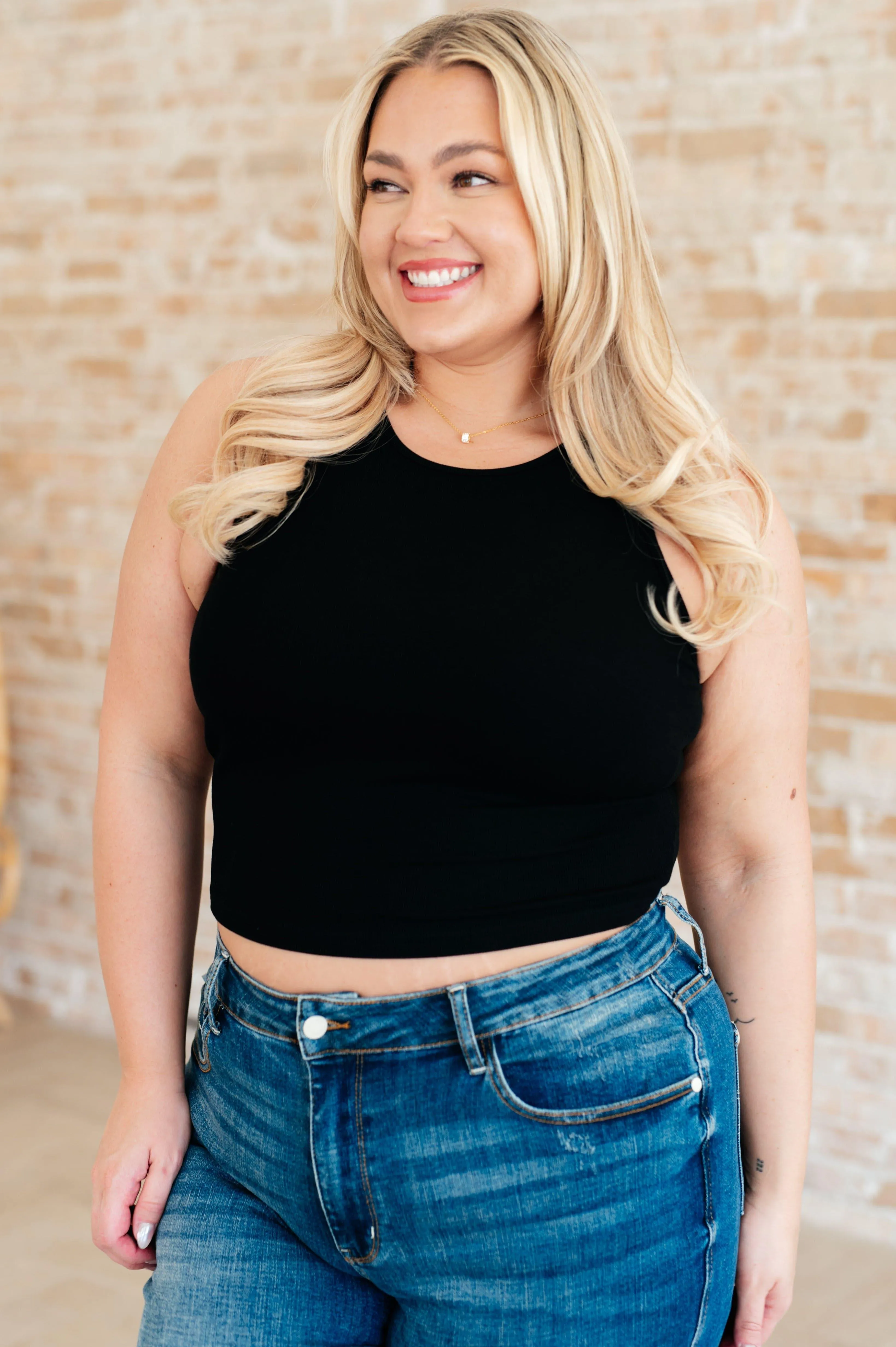 Black Ribbed Tank Top - Cream of the Crop