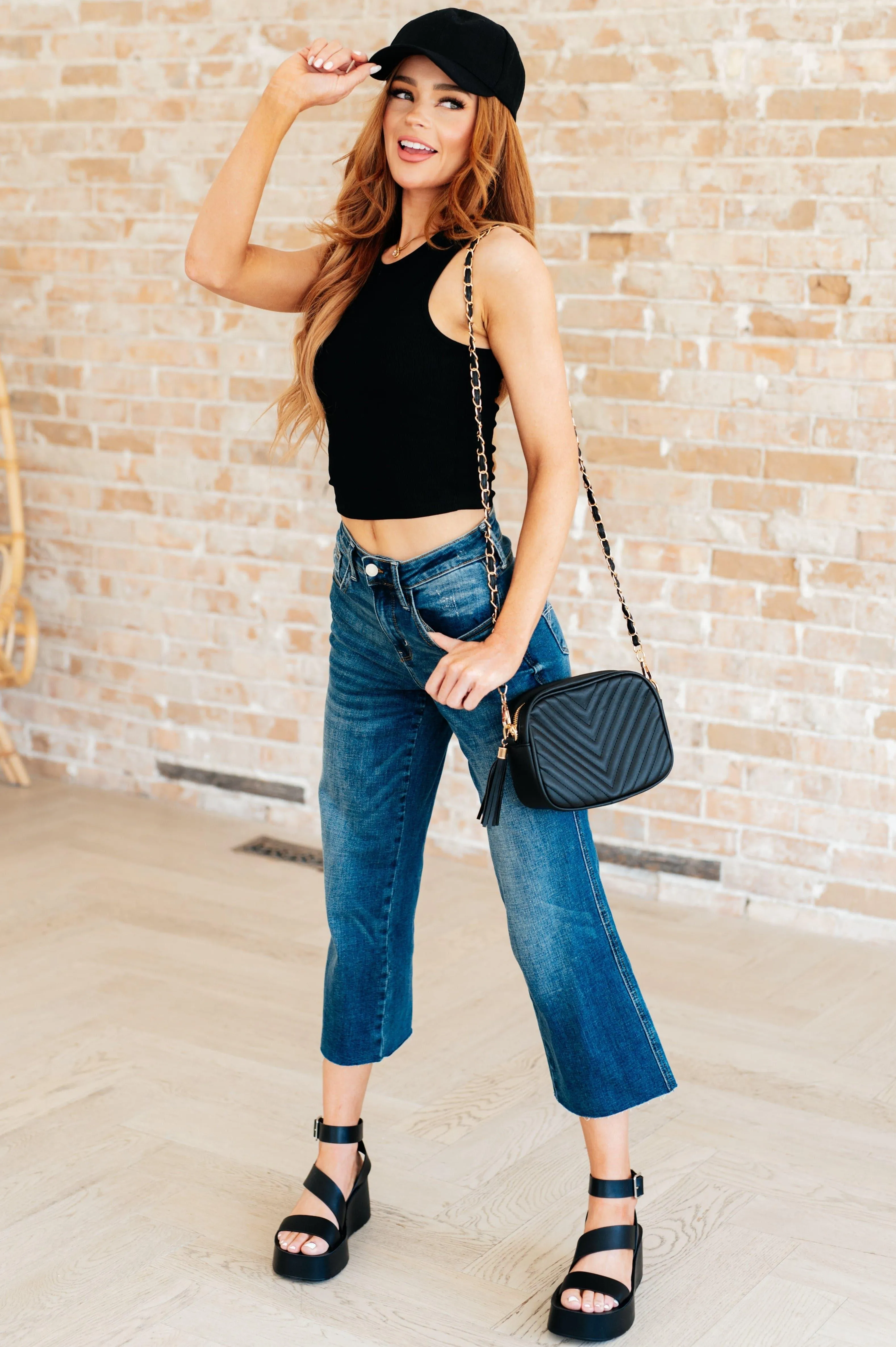 Black Ribbed Tank Top - Cream of the Crop