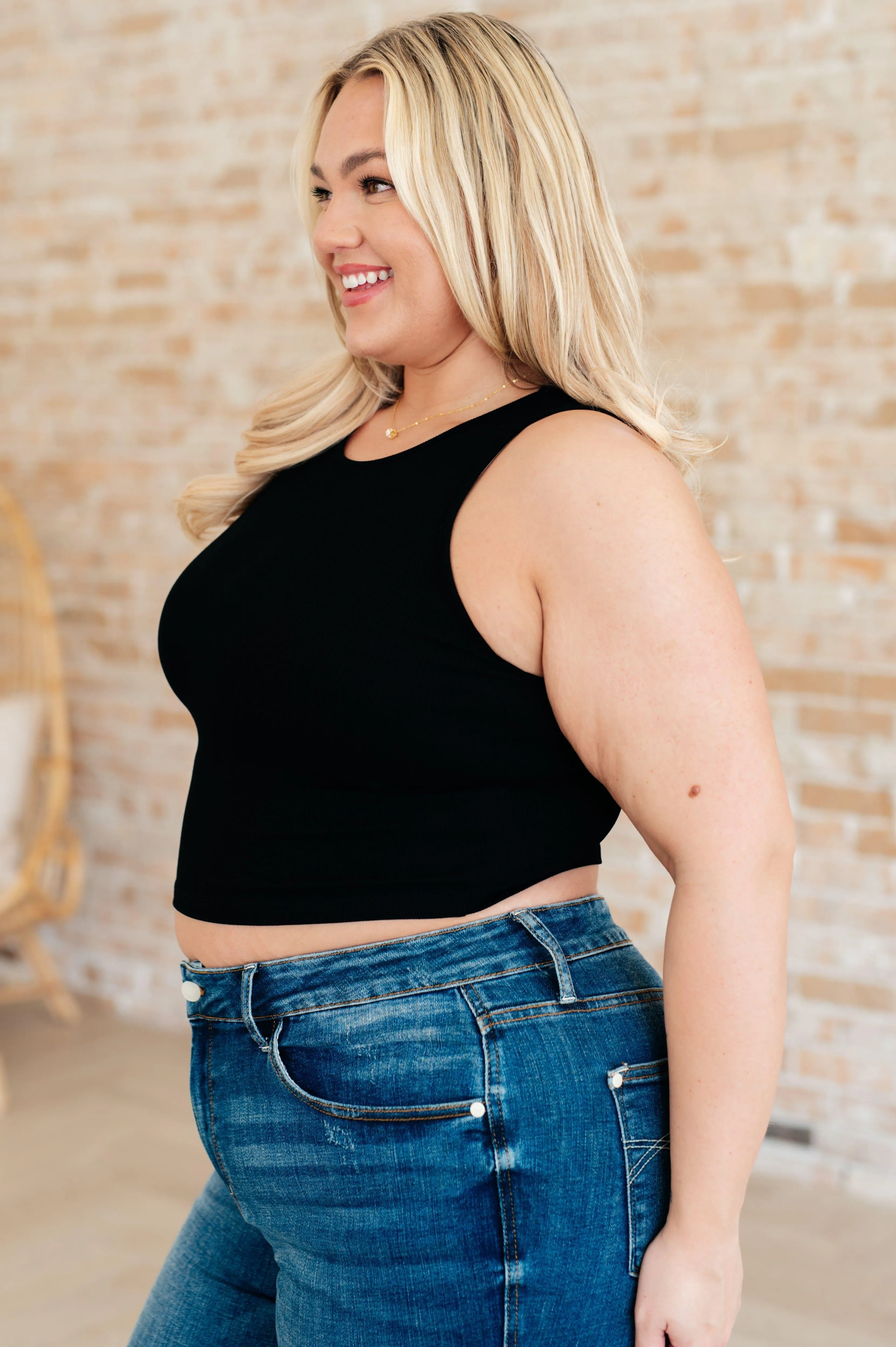 Black Ribbed Tank Top - Cream of the Crop