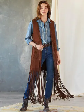 Boho Fringe Sleeveless Long Vest Jacket for Women