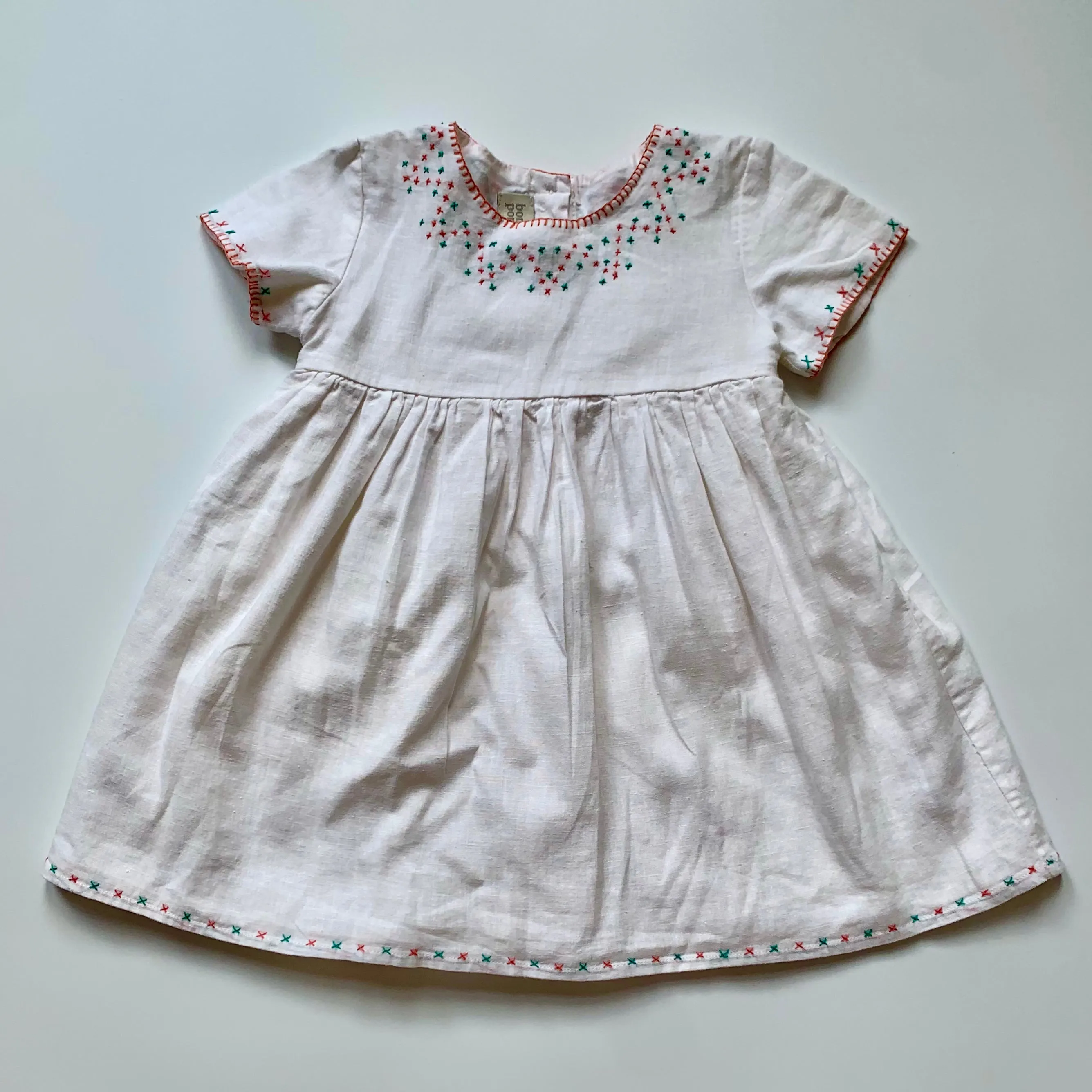 Bonnet Pompon White Dress Embroidery 2 Years