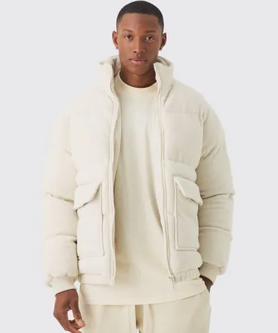 boohoo Men's Funnel Neck Puffer Coat