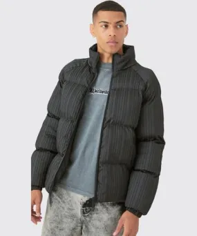 boohoo Men's Pleated Puffer Coat