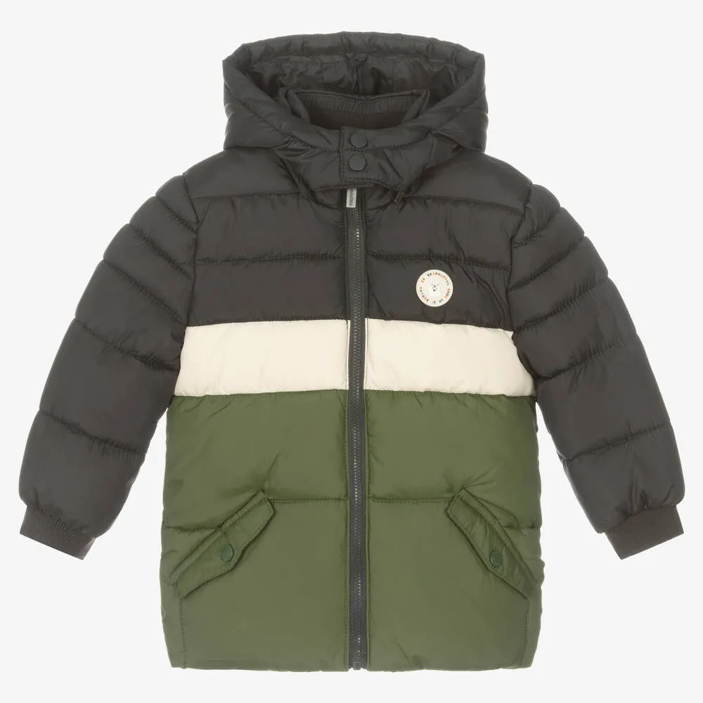 Boys Grey Green Puffer Jacket