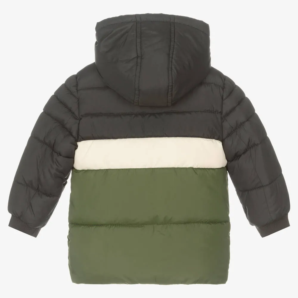 Boys Grey Green Puffer Jacket