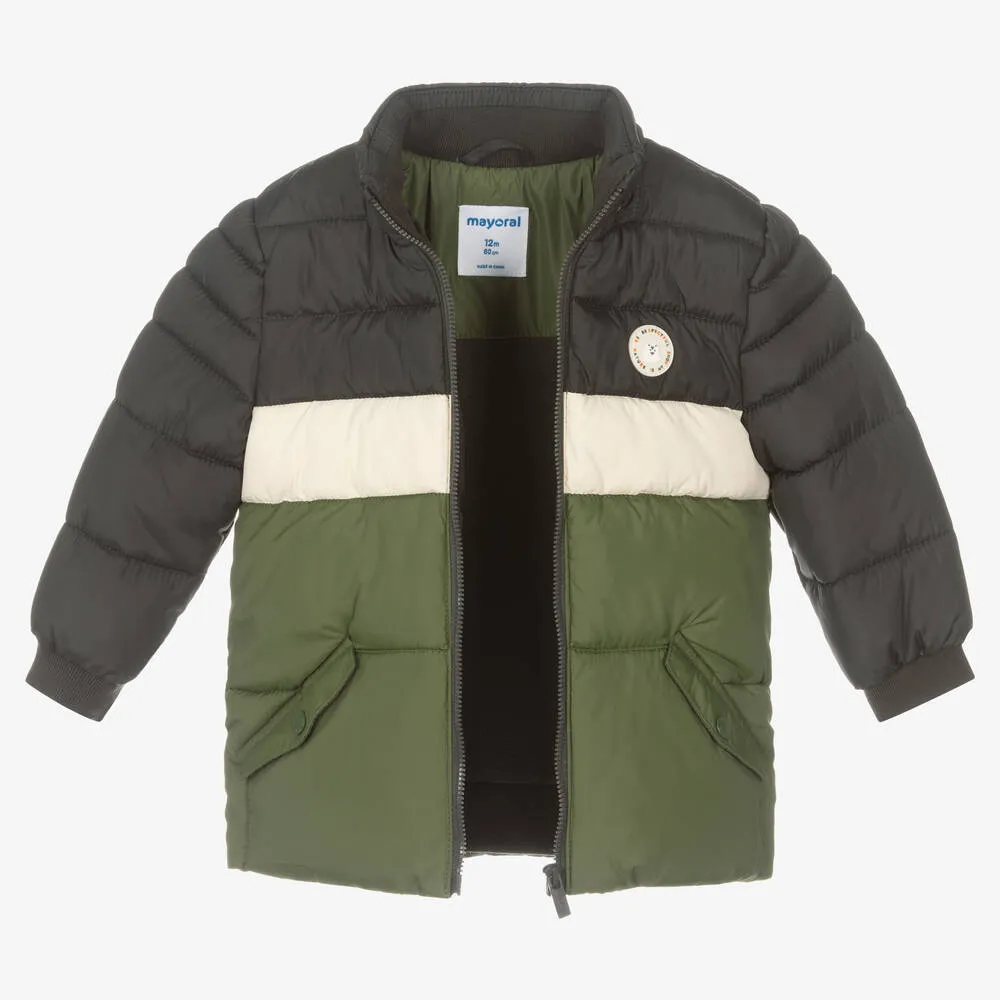 Boys Grey Green Puffer Jacket