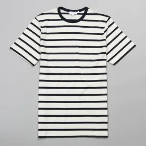 Ecru Navy Breton Stripe Crew Neck.