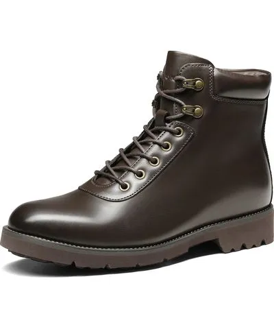 Bruno Marc Men's Lace-Up Motorcycle Boots