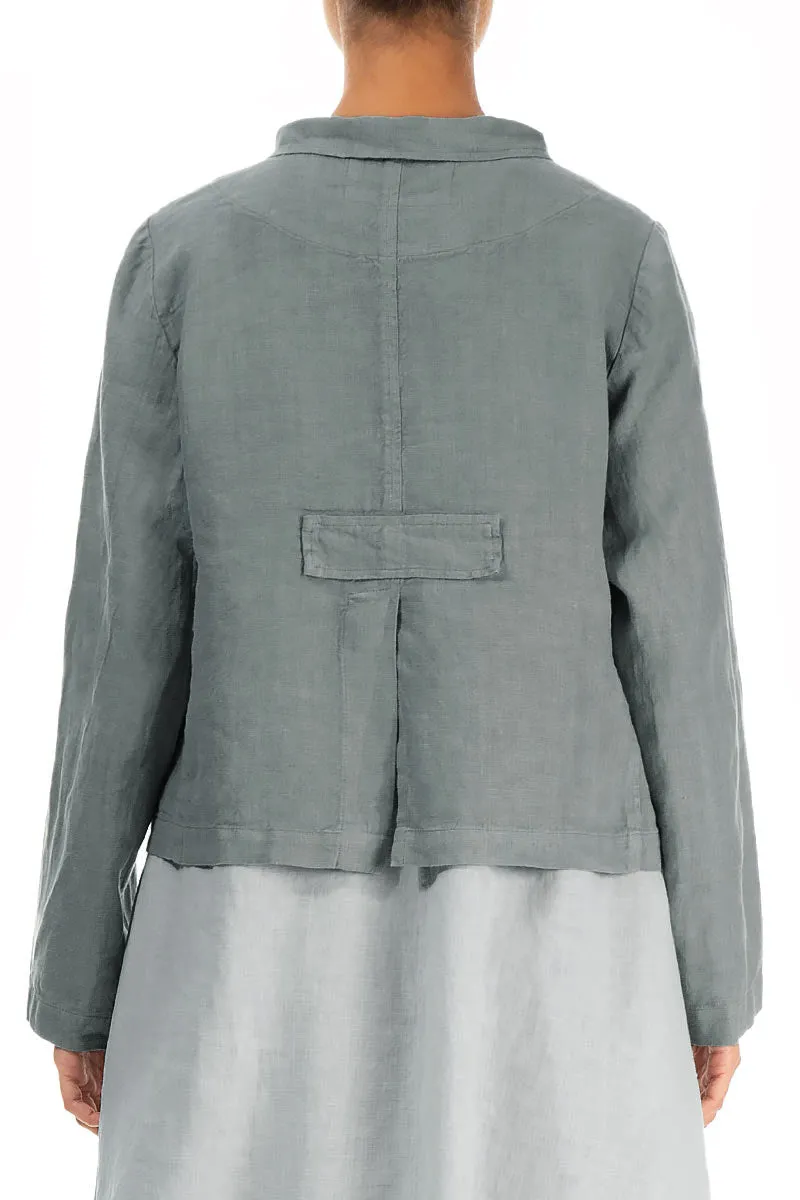 Sage Linen Jacket with Button Detail