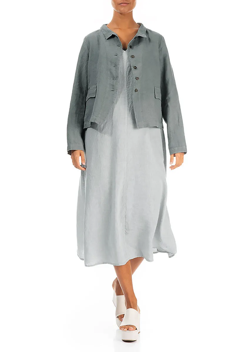 Sage Linen Jacket with Button Detail