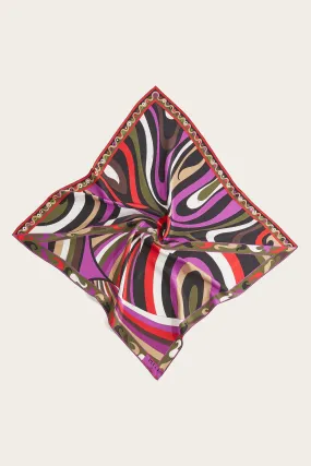 Large Silk Scarf with Rainbow and Marble Prints