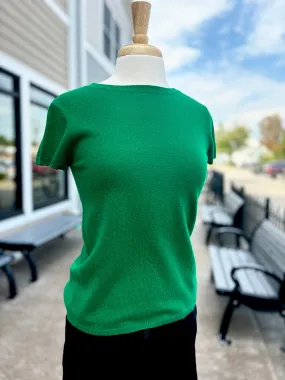 Cashmere Crew Neck Tee in Grand Green - 100% Luxury Short Sleeve