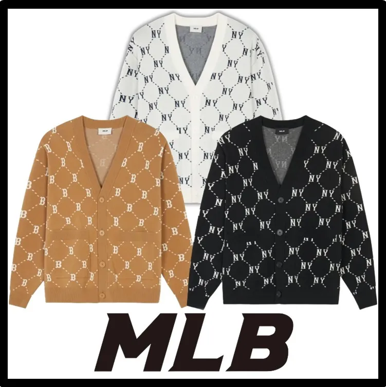 Casual MLB Korea Street Style Logo Cardigans