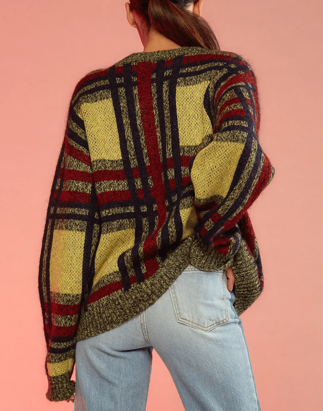 Checked Pattern Wool Sweater