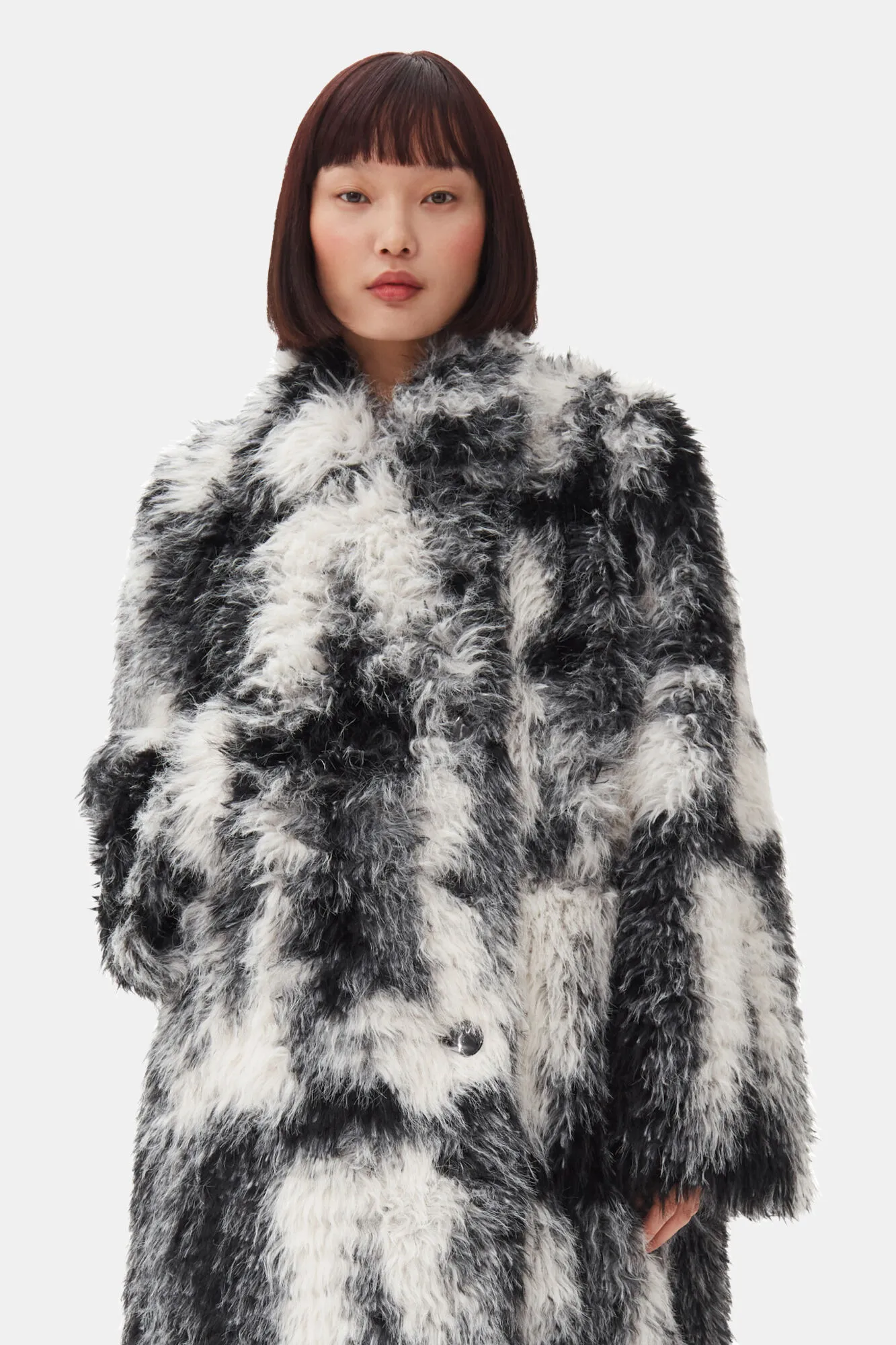 Chic Black & White Faux Fur Coat