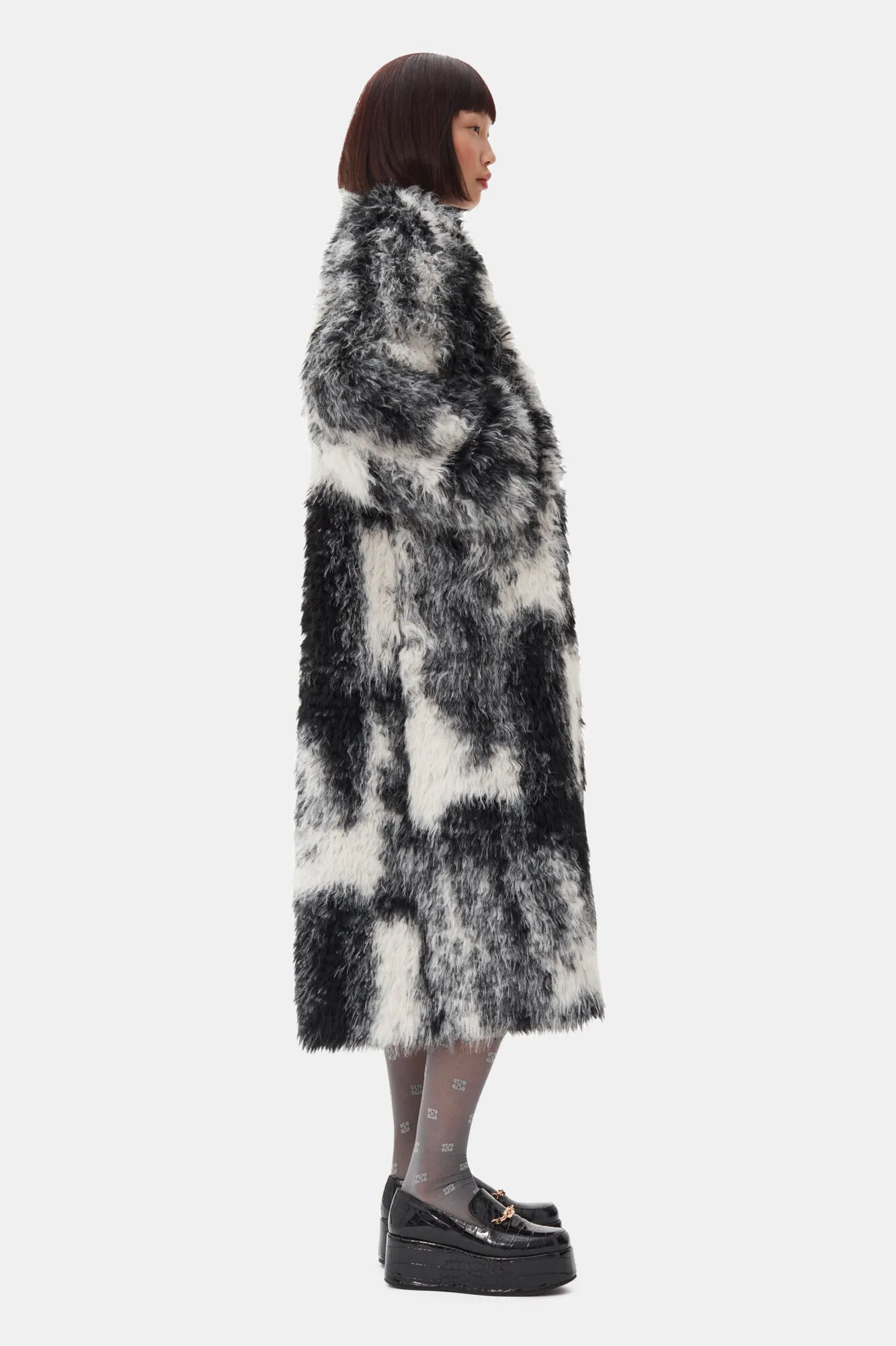 Chic Black & White Faux Fur Coat