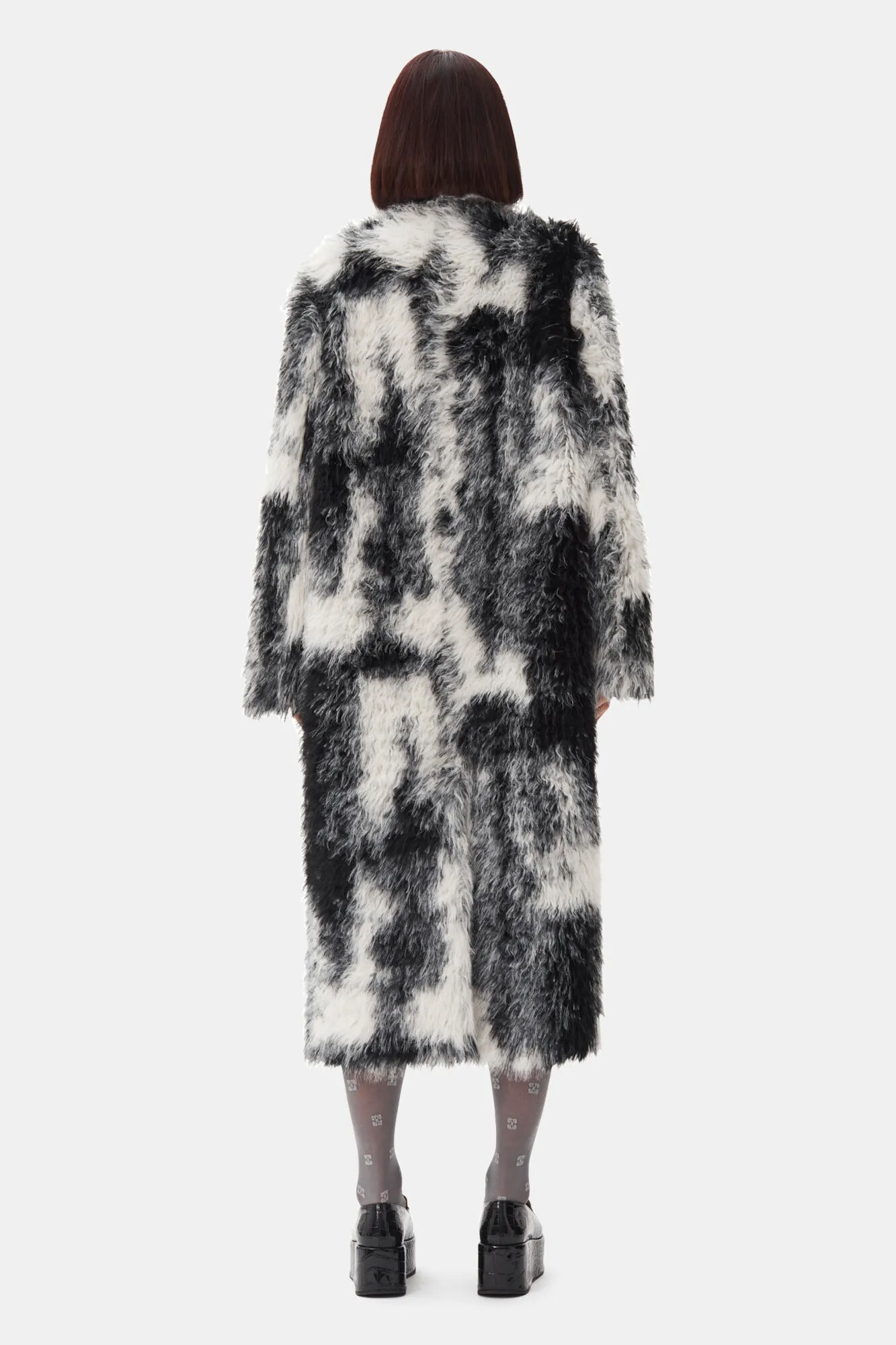 Chic Black & White Faux Fur Coat