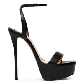 Christian Louboutin Loubi Queen 150 Black Leather Platform Sandals