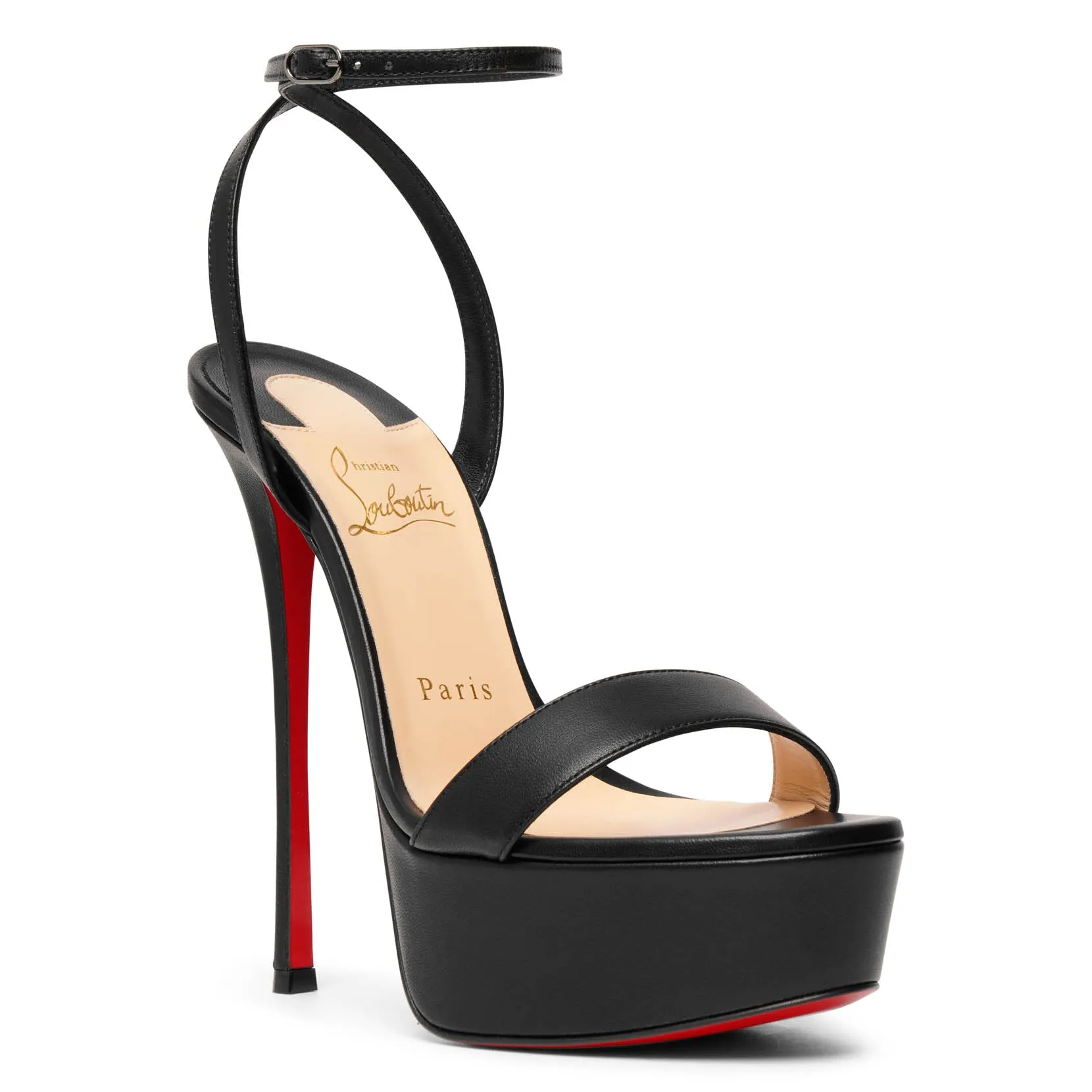 Christian Louboutin Loubi Queen 150 Black Leather Platform Sandals