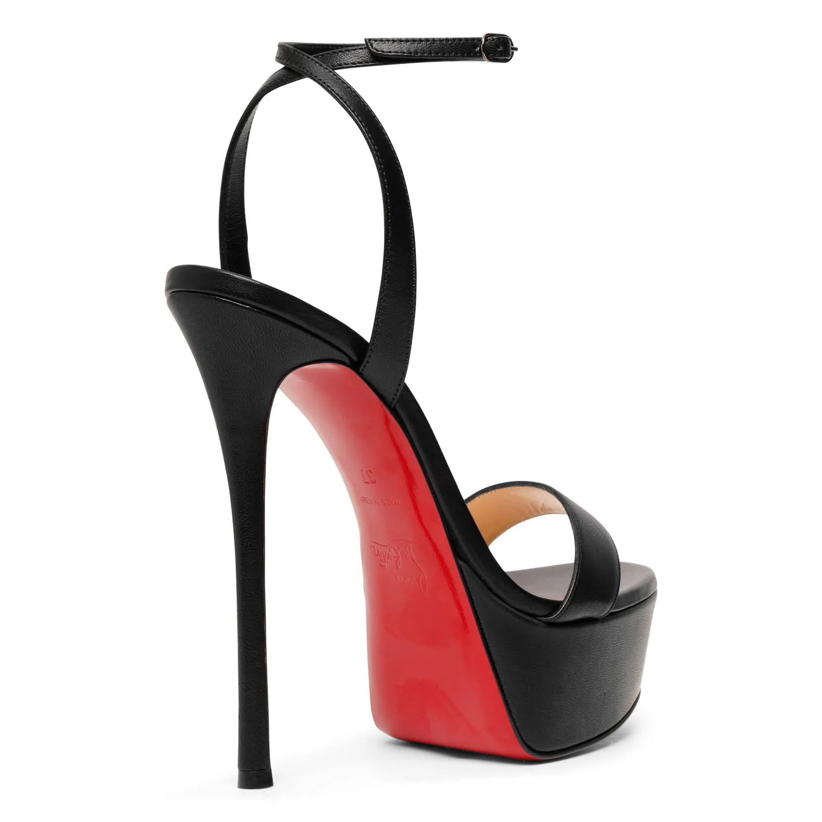 Christian Louboutin Loubi Queen 150 Black Leather Platform Sandals