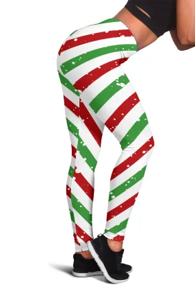 Red Green White Christmas Candy Leggings