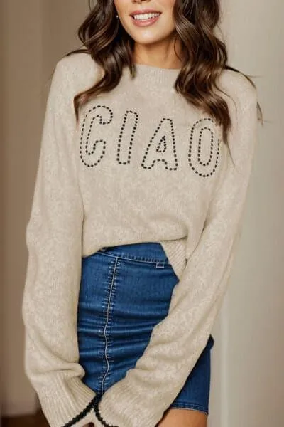 CIAO Sweater with Round Neck and Dropped Shoulders.