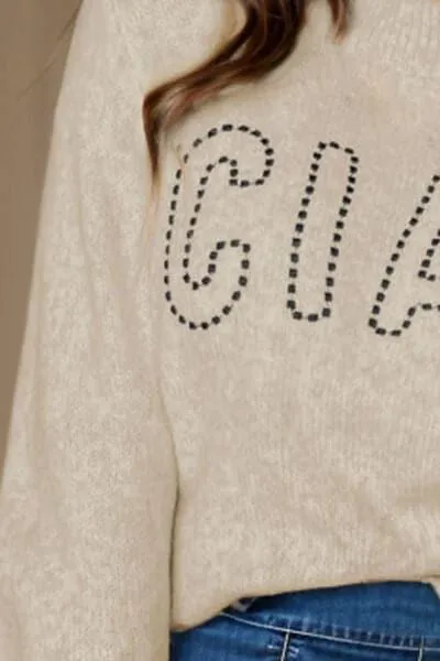 CIAO Sweater with Round Neck and Dropped Shoulders.